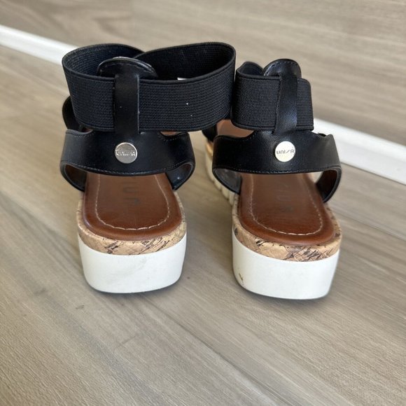 Unisa Women's Sz 6.5 Platform Sandals Black Ankle Strap Unbrizza Gladiator Shoe - Picture 4 of 9